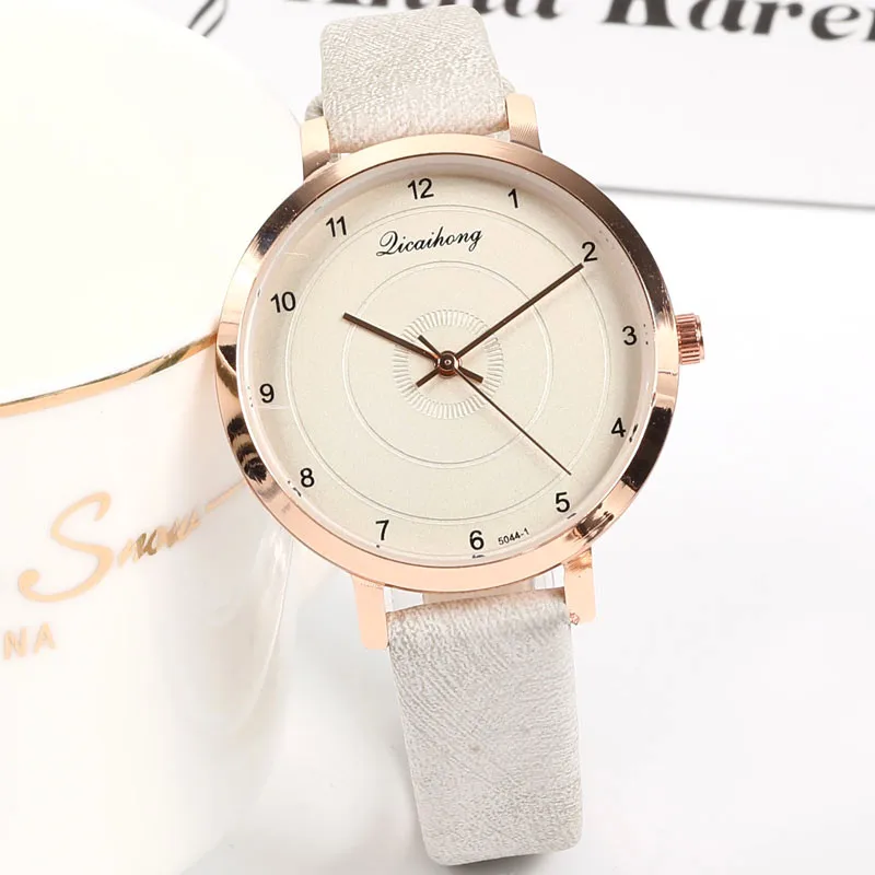 Top Luxury Simple Casual Women s Watch Women Exquisite Fashion Rose Gold Ladies Leather Wristwatch Girls 2