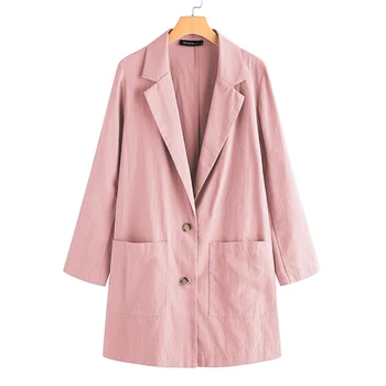 

Oversized Fashion Tunic Women's OL Blazers 2020 ZANZEA Elegant Coats Shirt Long Sleeve Single Button Outwear Female Solid Blazer