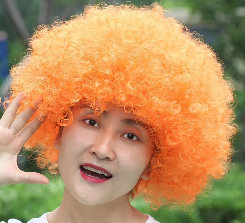 Colorful Clown Wigs Men Female New Handmade Masquerade Stage Performance Accessories High Quality Emulation Props Curly Hair - Цвет: orange