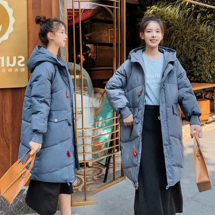 

2019 Winter New Style Medium-length down Jacket Cotton-padded Clothes Hooded Loose-Fit Students Cotton Overcoat Thick Women's Ko