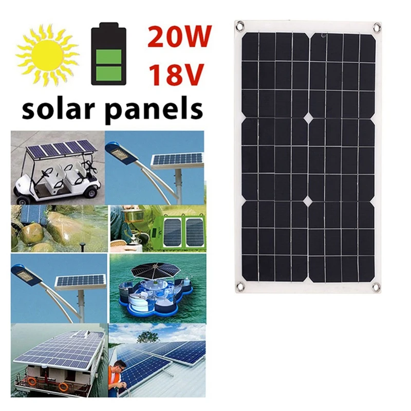 20W 18V монопанели солнечных батарей зарядное устройство для телефона автомобиля