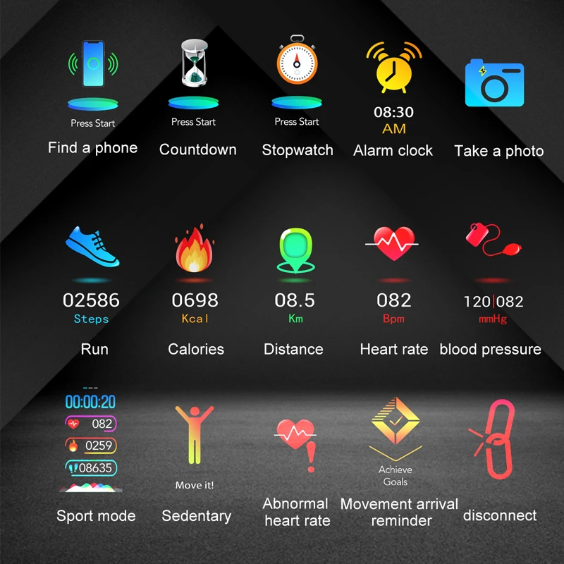 Цветной смарт-браслет Смарт-часы монитор сердечного ритма во время сна кровяное давление фитнес-трекер спортивные часы Android IOS