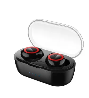 TWS беспроводные Bluetooth наушники водонепроницаемые спортивные наушники 5,0 с зарядным устройством сенсорные наушники со встроенным микрофоном - Цвет: Красный