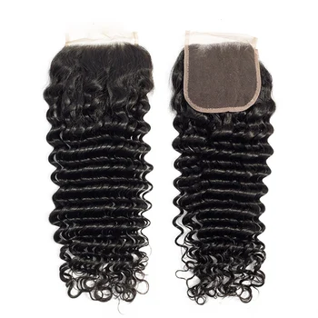 

Deep Wave 4x4 Lace Closure 100% Human Remy Hair Cheap Closure with baby hair Middle/Free/3 Part Shipping Free