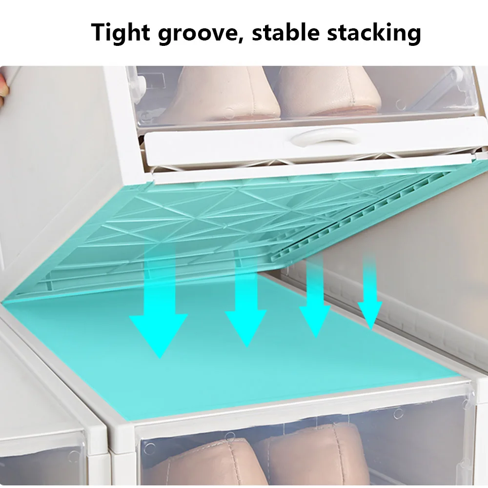 2 шт./компл. с выдвижными ящиками Тип обувную коробку утолщенной Прозрачный складной ящик для хранения обуви сэкономить пространство Пластик Органайзеры для обуви шкафа сделано в германии