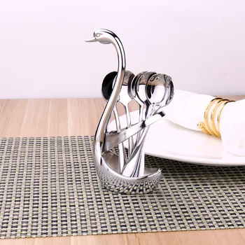 

Swan Fruit Base Holder Forks Set Aluminum Alloy Salad Dessert Forks Coffee Spoon Cake Tableware Zero Waste Flatware New