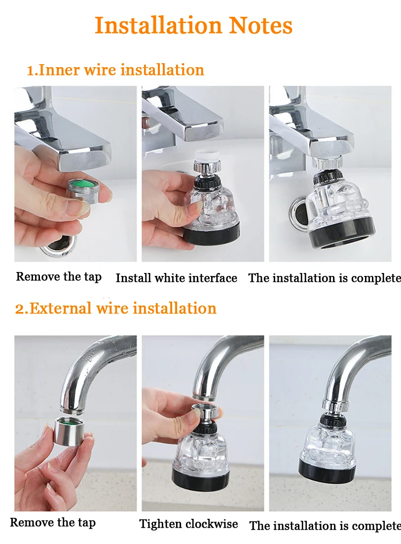 360 Degree Rotating Aerator Tap Swivel Faucet Nozzle Filter Sink Washing Spray Head Water Purifier Saving Diffuser Kitchen Devic