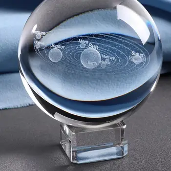 

6CM Laser Engraved Solar System Ball 3D Miniature Planets Model Sphere Glass Globe Ornament Home Decor Gift