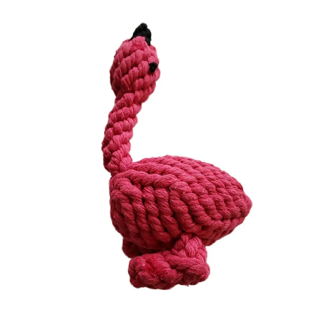 Flamingo Хлопковая веревка, игрушка для собак, для питомцев, молярная зуб, устойчивая к укусам, ручная работа, веревка для укуса собак - Цвет: Flamingo