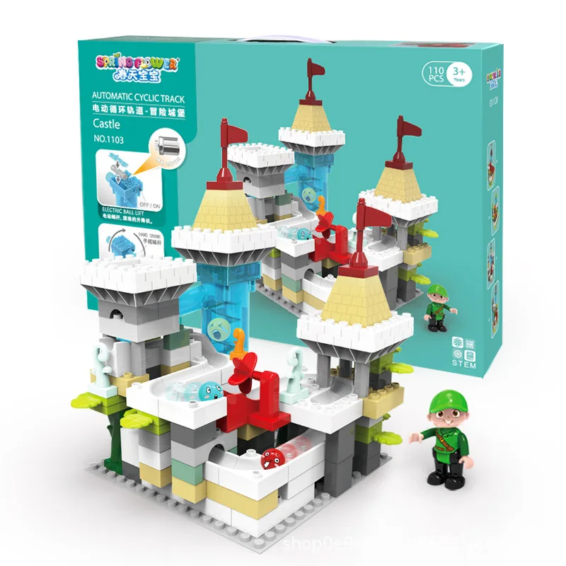 

Spring Baby Electric Camera Track Large Particles Assembled Building Blocks Educational Ball Bearing Slide Boys Toy Birthday Gif