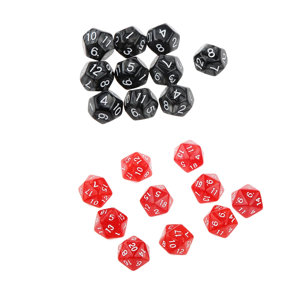 20 Pieces Dice Set 10mm D20 and Blank Dice for D&D MTG Role Playing Game Player Toys