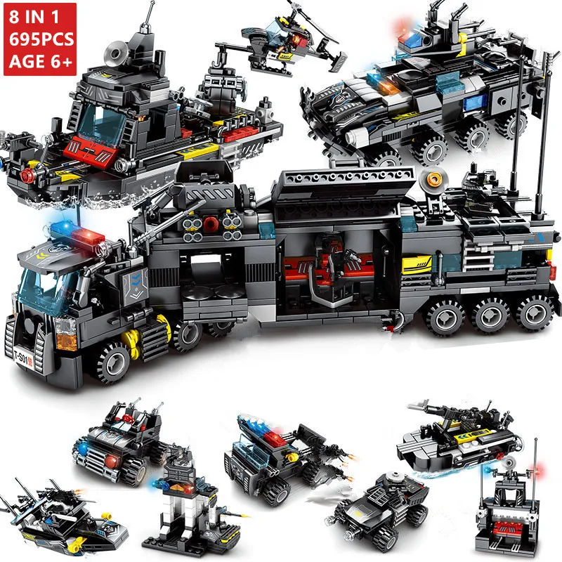 SWAT Truck Bricks Sets-Ship Educational-Toys Car-Building-Blocks Vehicle City Police