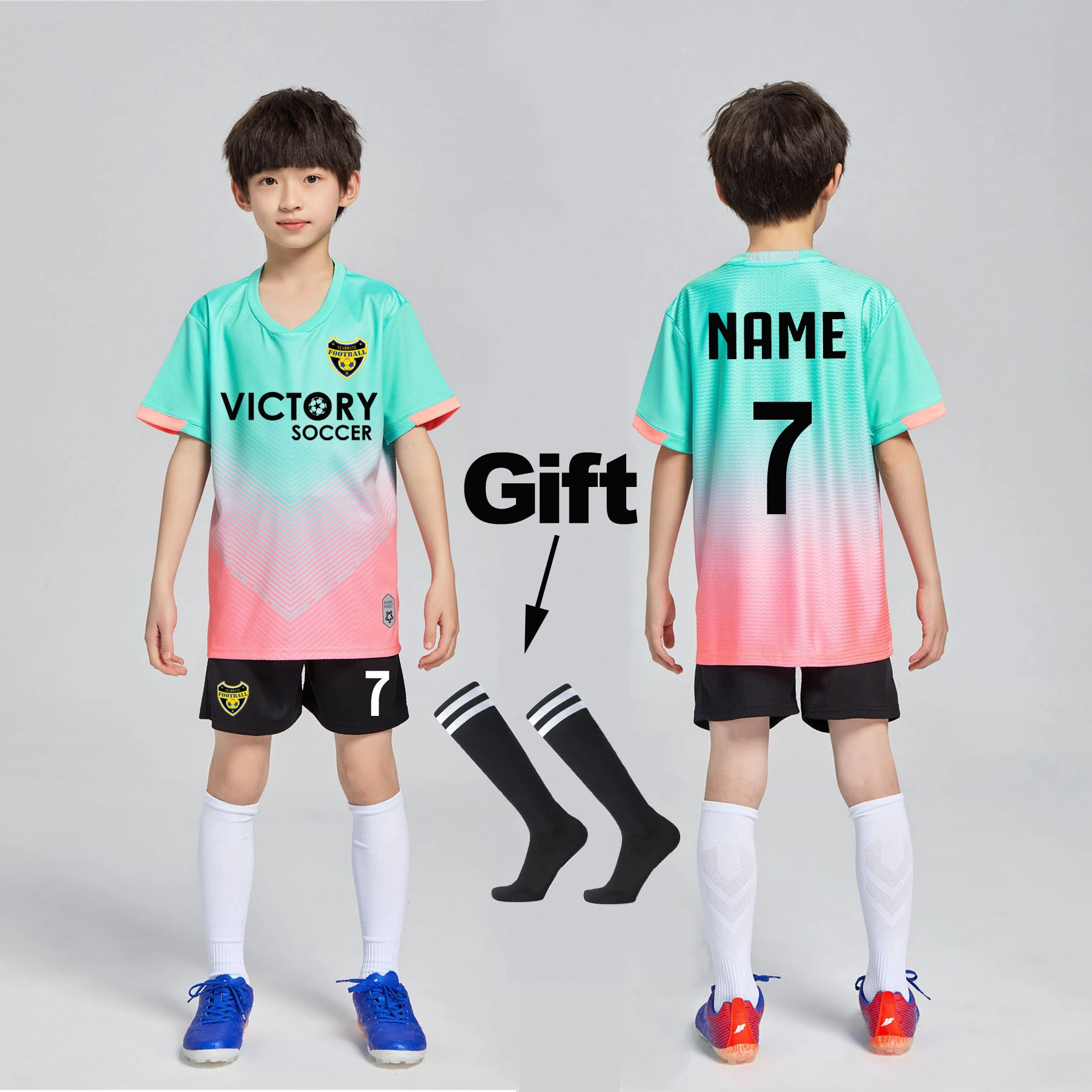 Camiseta de fútbol personalizada para niños, uniformes, calcetines regalo, ropa entrenamiento de fútbol, traje, ropa fútbol para niños y niñas, nueva temporada|Sets de fútbol| - AliExpress