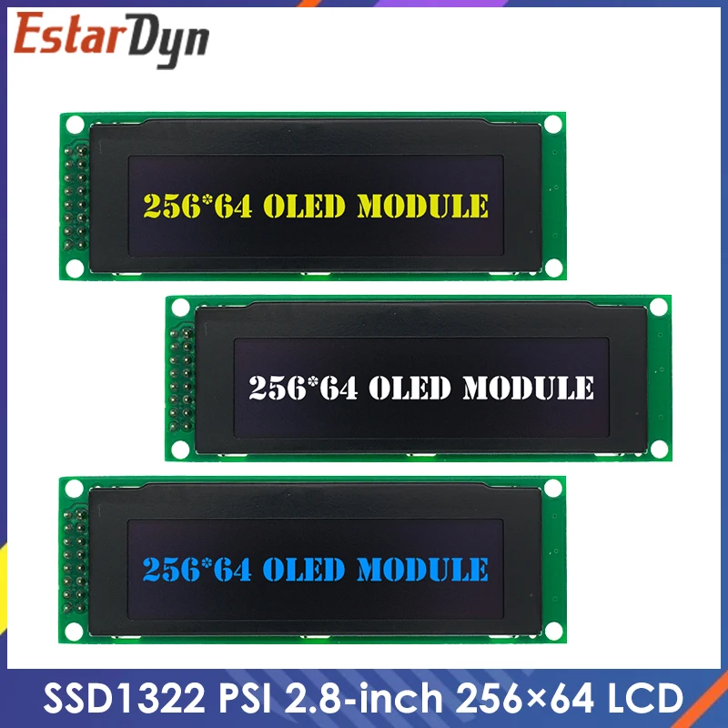 

NEW OLED Display 2.8" 256*64 25664 Dots Graphic LCD Module Display Screen LCM Screen SSD1322 Controller Support SPI