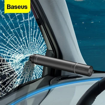 

Baseus Car Safety Hammer Alloy Auto Window Glass Breaker Cutter For Auto Life-Saving Escape Car Emergency Tool Flashlight Light
