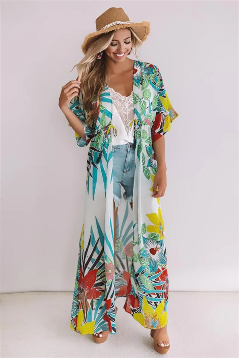 

nEW Long Cotton Beach Dress Print Beach Cover up Tunics for Beach Sarong Robe de Plage Bikini Cover up Vestido de Playa