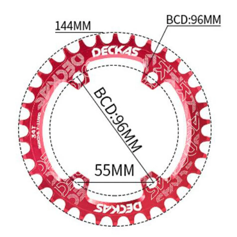 Deckas BCD96 32/34/36/38T Круглый/овальный диск MTB велосипеда передняя Звездочка для XTR/M8000/M9000 - Цвет: Red 34T Round Disc