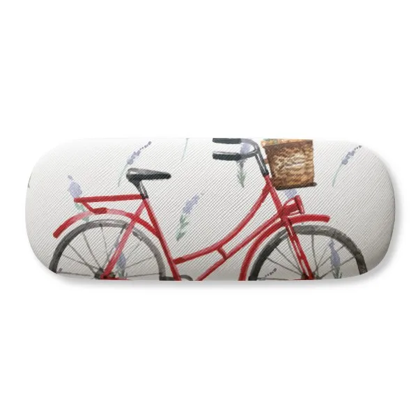 

Watercolor Bicycle Lavender Flower Glasses Case Eyeglasses Clam Shell Holder Storage Box