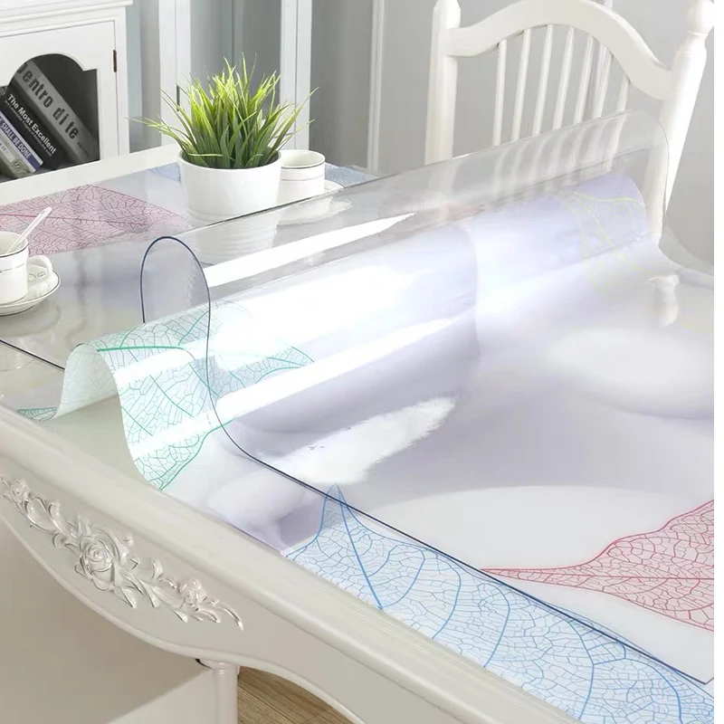  BALLE PVC Transparent Tablecloth Custom Shape Table Cover Protector Desk Pad Soft Glass Dining Top 