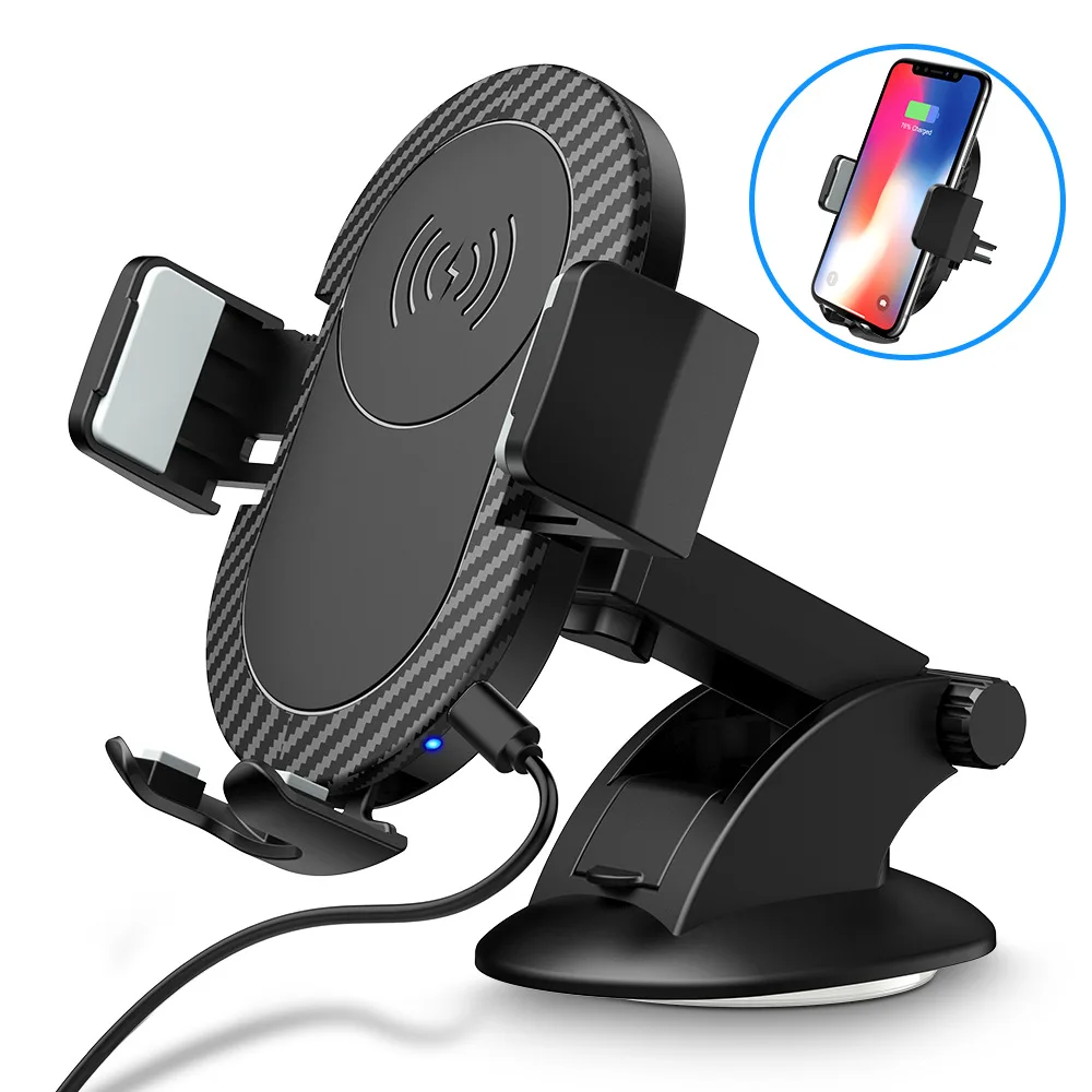 

Fast Qi Wireless Charger Car Wireless Charging for iPhone X XR XS Max Samsung S8 S9 Plus Flexible Car Mount Phone Stand Holder