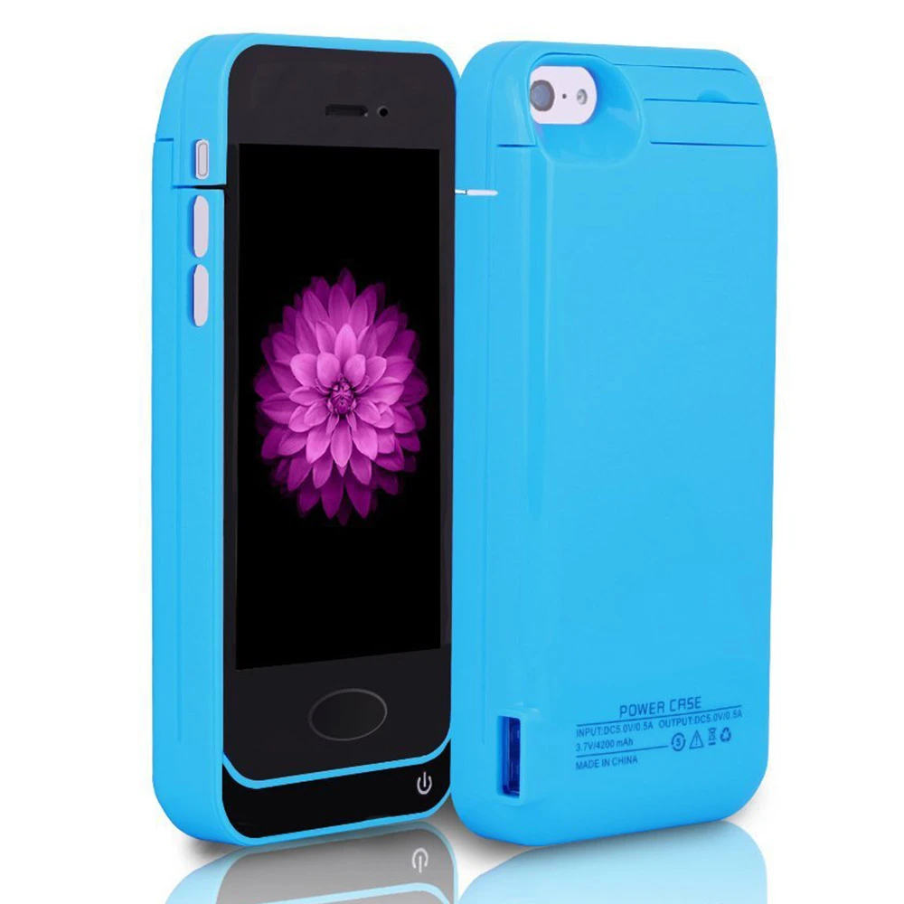 Para iphone 5 y 5s funda de batería 4200 Mah cargador funda de teléfono inteligente Power Bank para iphone 5 funda de batería|Cajas de cargadores de batería| - AliExpress