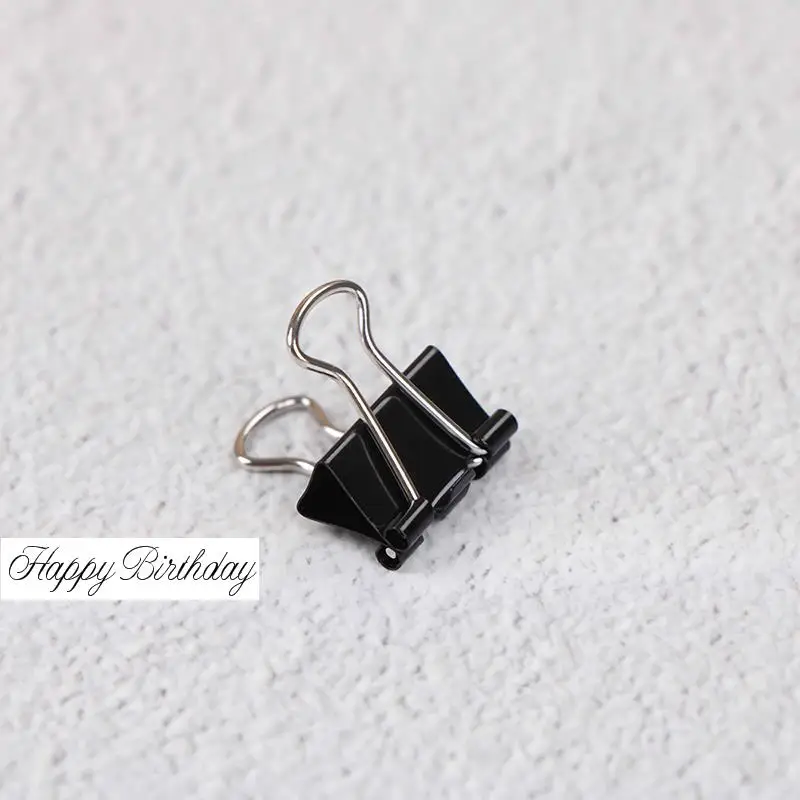12Pcs Black Metal Binder Clips File Paper Clip Photo Stationary Office