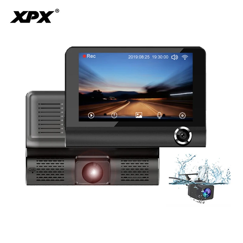 

XPX P9 Car dvr Dash cam Rear view camera Full HD 4 inch OLED Three camera G-sensor Salon camera Night record Car camera Dashcam