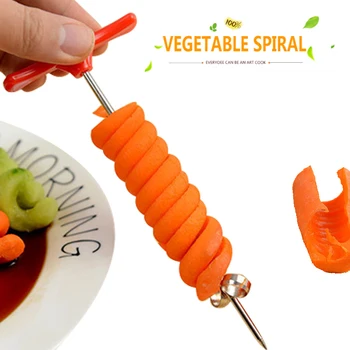 

Arsmundi Kitchen Gadgets Potato Carrot Salad Chopper Manual Spiral Slicer Stainless Steel Magic Scroll Vegetables Spiral Knife