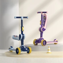 Scooter Enfants Peuvent S'asseoir et Monter Luge Bebe Scooter Pliable 1 3 6 Ans 8 Traîneau