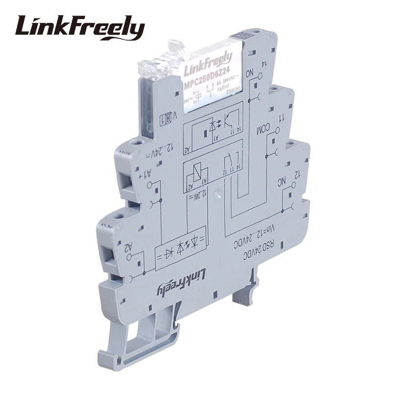 RSD 24VDC умный светодиодный ультра тонкий релейный модуль интерфейс din-рейка 6A 250VAC Электромагнитная контактная катушка 1Z реле управления напряжением