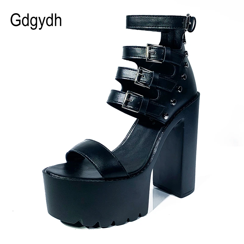 black thick platform heels