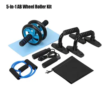 

4/5-in-1 Abdominal Wheel Roller Kit Abdominal Wheel Roller Kit With Push-Up Bar Jump Rope And Knee Pad For Gym Home Workout