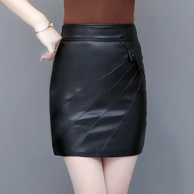 leather mini skirt with lace