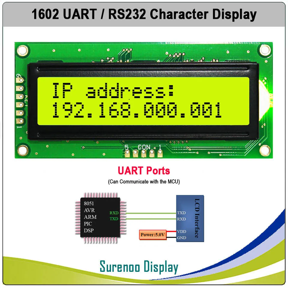 КМОП UART RS232 Серия 1602 162 16х2 символ ЖК модуль дисплей LCM для Arduino поддержка