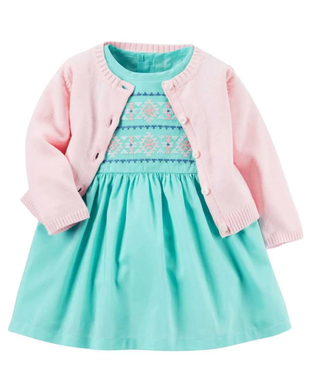 Одежда для новорожденных девочек теплое вязаное пальто, свитер Хлопковое платье с цветочным принтом комплект одежды из 2 предметов для маленьких девочек