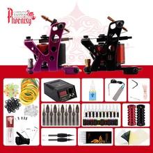Полный комплект татуировки 2 машины татуировки пистолет 20 цветные чернила набор lcd Мощность татуировки аксессуары тело Искусство Макияж Перманентная Татуировка набор