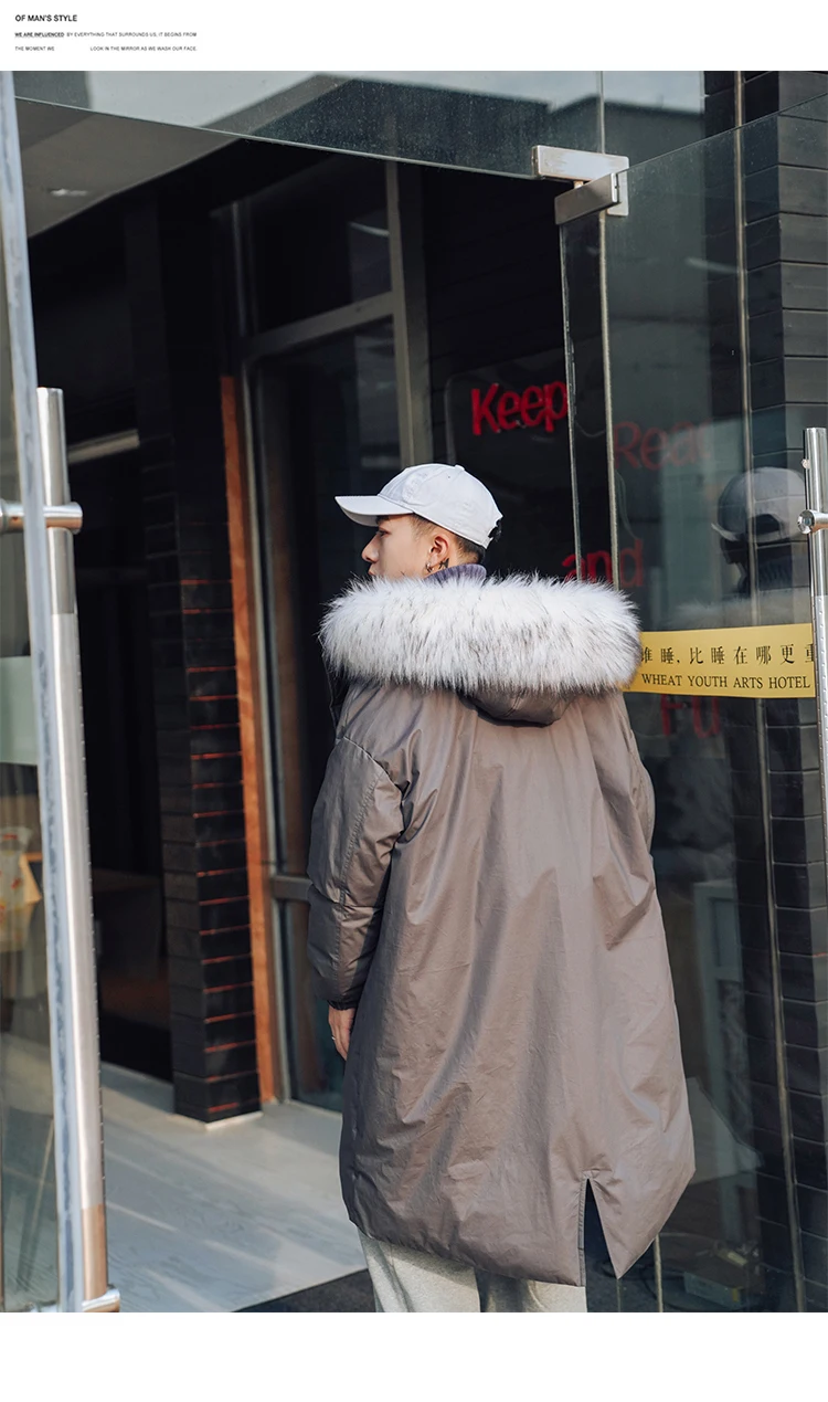 LAPPSTER, Мужская Уличная зимняя куртка, Мужская Корейская Меховая куртка с капюшоном, длинные пальто, Мужская Толстая парка в стиле хип-хоп Харадзюку