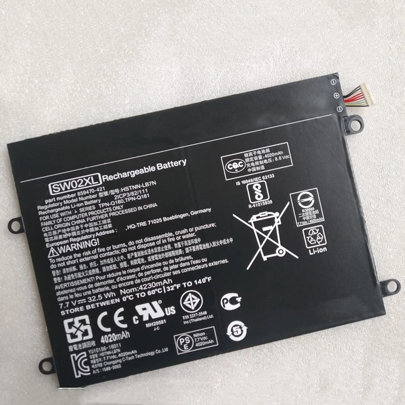 Оригинальный аккумулятор SW02XL для ноутбука HP Pavilion x2 210 G2 10-P000NA P089NIA n103nf TPN-Q180 Q181