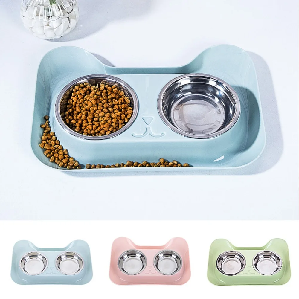 

1Pc Durable Double Stainless Steel Dog Cat Bowls with Non-spill & Non-skid Design for Pet Food and Water Elevated Feeder