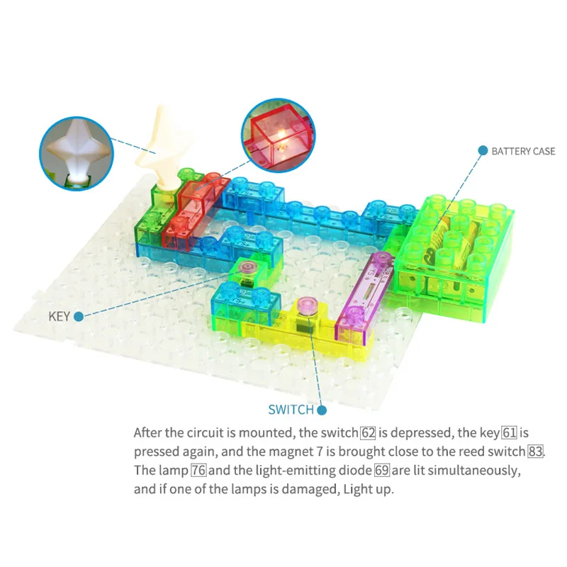 

Power Building Blocks Children'S Educational Circuitry Electronics Science Physics Assembled English Portable Box 120 Spell Buil