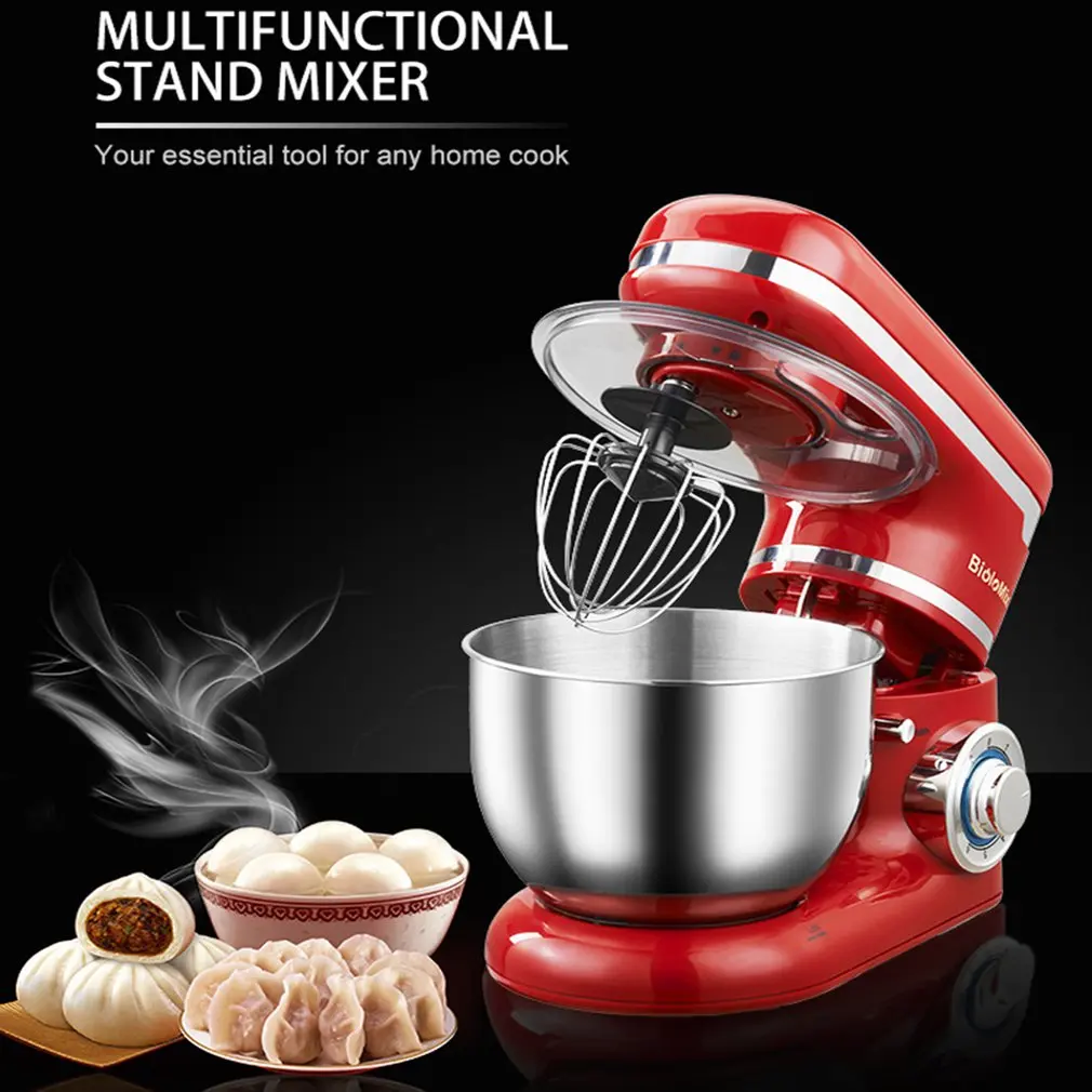 1200W 4L Stainless Steel Bowl 6-speed Kitchen Food Stand Mixer  Whisk Blender Maker Machine Led blue light 6 speeds knob