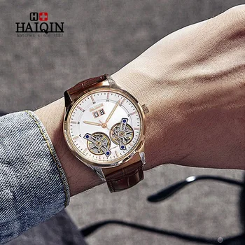 

HAIQIN 2020 brand luxury watches for men gold watch men mechanical business men's watches automatic tourbillon Relogio Masculino