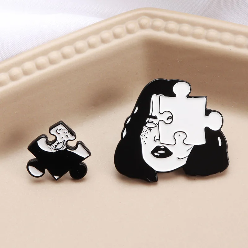 Jigsaw женские уход за кожей лица эмаль на булавке На расположенных частей головоломки броши значки, одежд сумки с заклепками в стиле «панк», ювелирное изделие в подарок для друзей