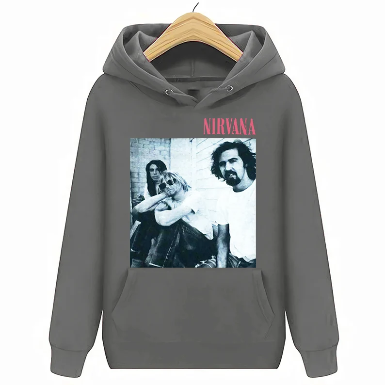 Темно-серый Nirvana толстовки винтажные 90s толстовки рок-группы свитшоты унисекс Fa - Цвет: Темно-серый
