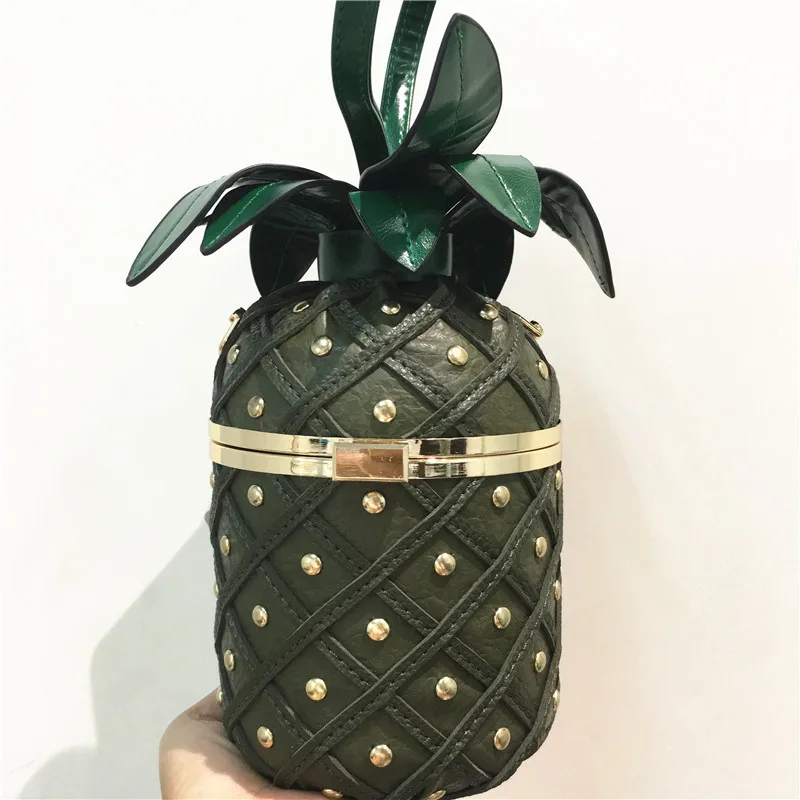 High quality new style handbag chain metal buckle shoulder bag rivet stitching simulation pineapple shape bag wallet