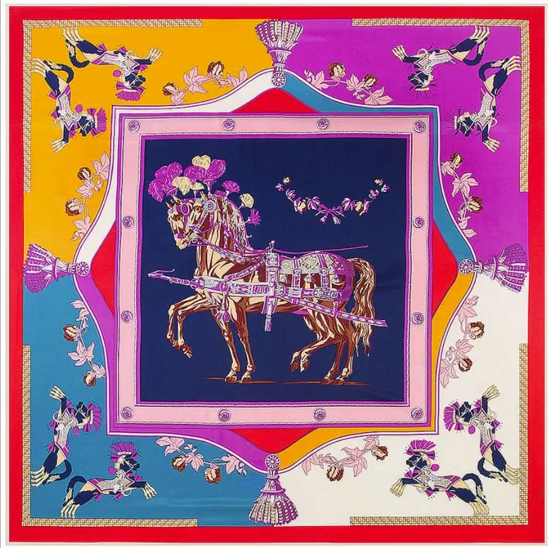 Silk Scarf Women Large Shawls Stoles Cashew Print Square Scarves Echarpes Foulards Femme Wrap Bandanas 130*130CM 6