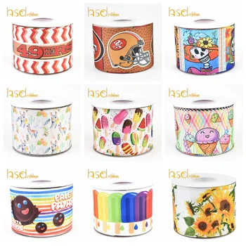 

HSDCraft 22MM 25MM 38MM 50MM 75mm 3inch heat transfer printed on Grosgrain Ribbon 10Yards Per Roll