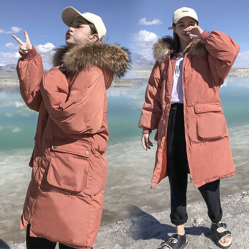 

2019 New Style Fashion Cotton-padded Clothes Thick Long Woolen Jacket down Coat Couples Celebrity Style Cotton Coat Warm Overcoa