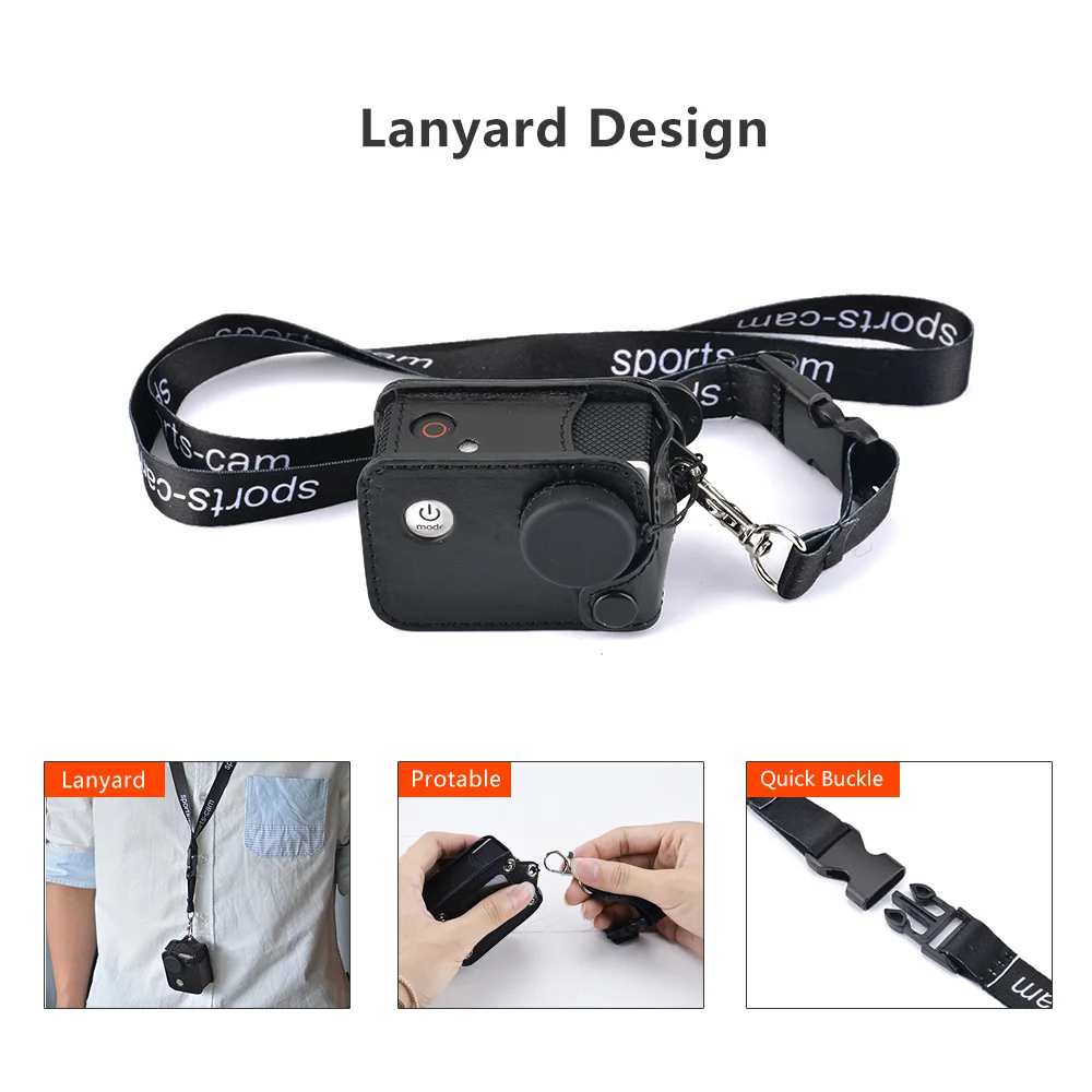 Andoer Clip-on Sports camera Protecive переносной подвесной чехол-сумка с шейным шнурком крышка объектива для SJCAM SJ4000 SJ5000