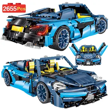 

2655PCS 1:10 City Mini Sports Car Bugatti MOC Model Vehicle Technic Racing Car Building Blocks Bircks Toys For Children Boys